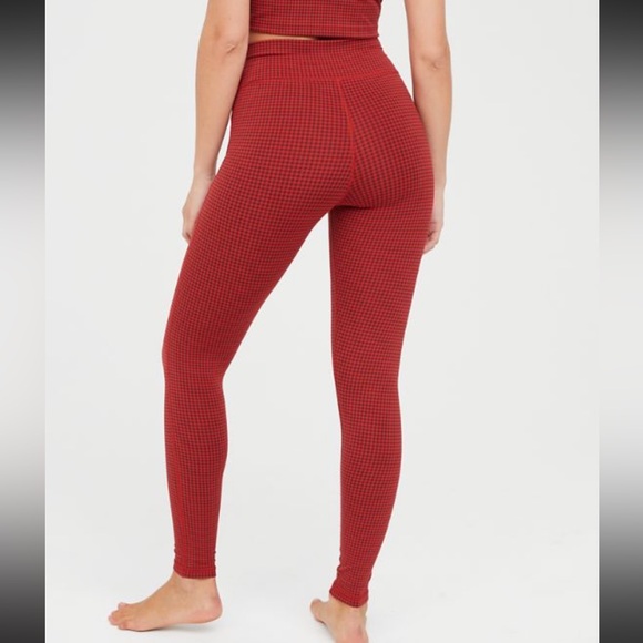 Aerie Houndstooth legging in Royal Berry Red sz L - Picture 3 of 9